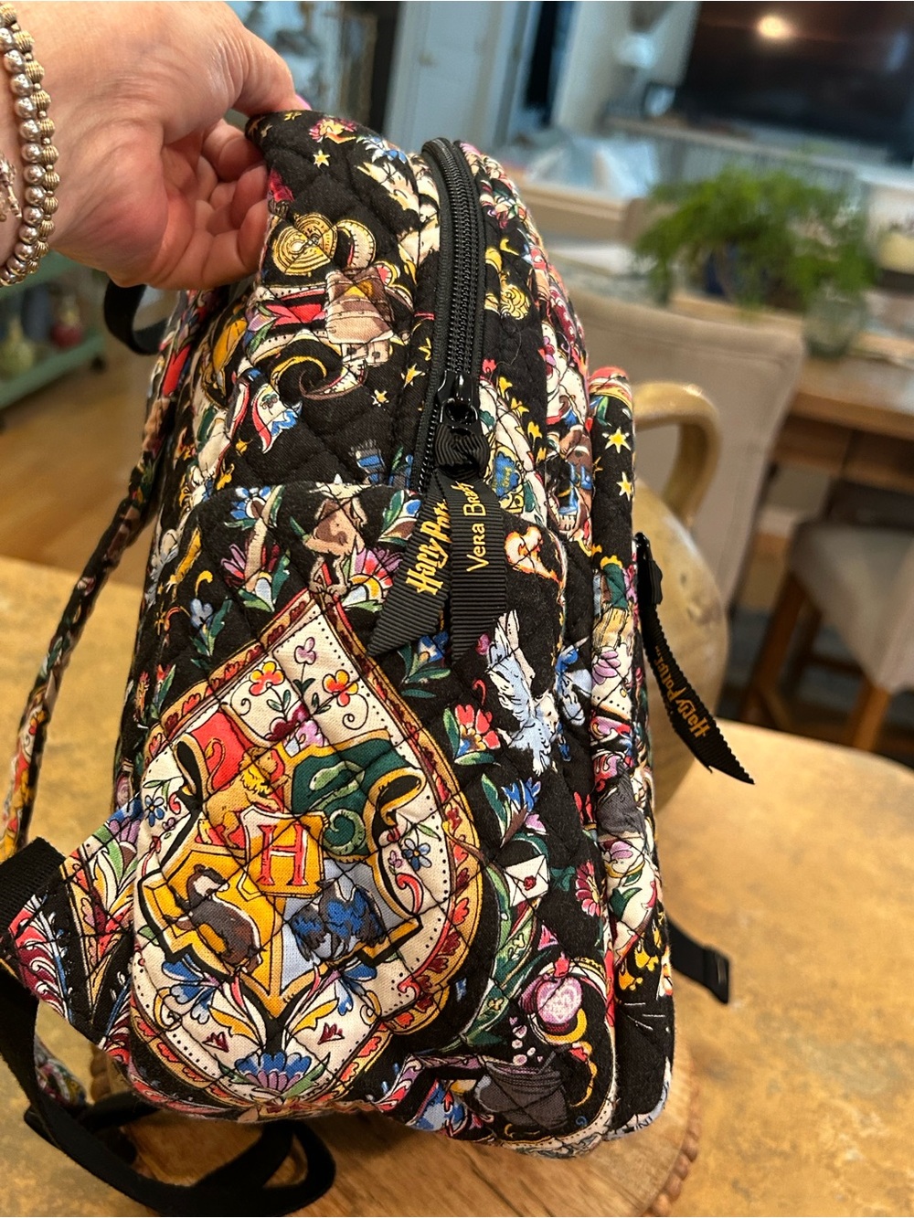 Vera Bradley Harry Potter “Friends at Hogwarts” Black Quilted Backpack - Picture 4 of 14